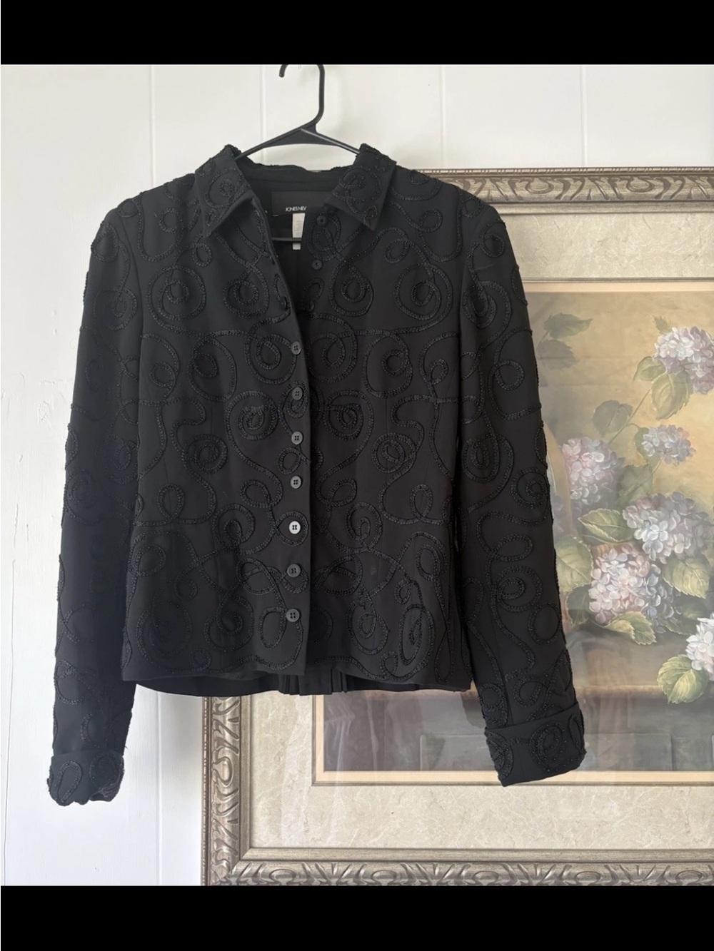 Jones New York Black Jacket with White Logo Detail